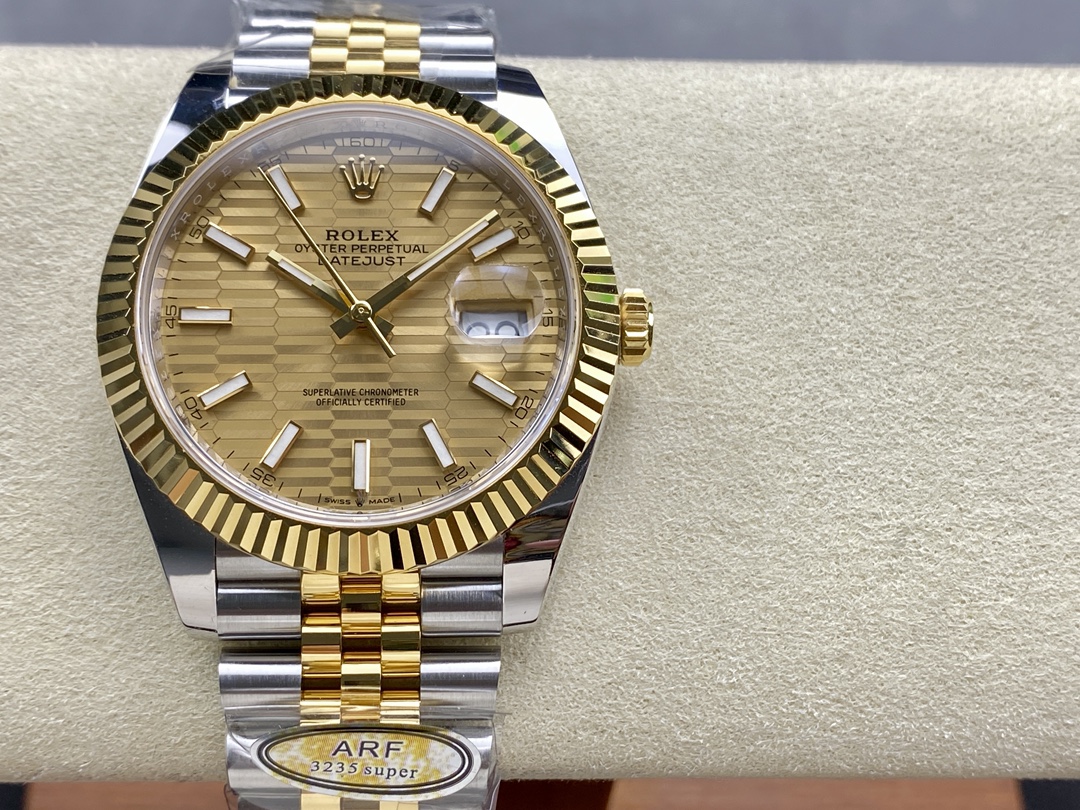 Rolex Datejust 126233 Champagne Motif dial Fluted Bezel 36MM Unisex Replica Watch